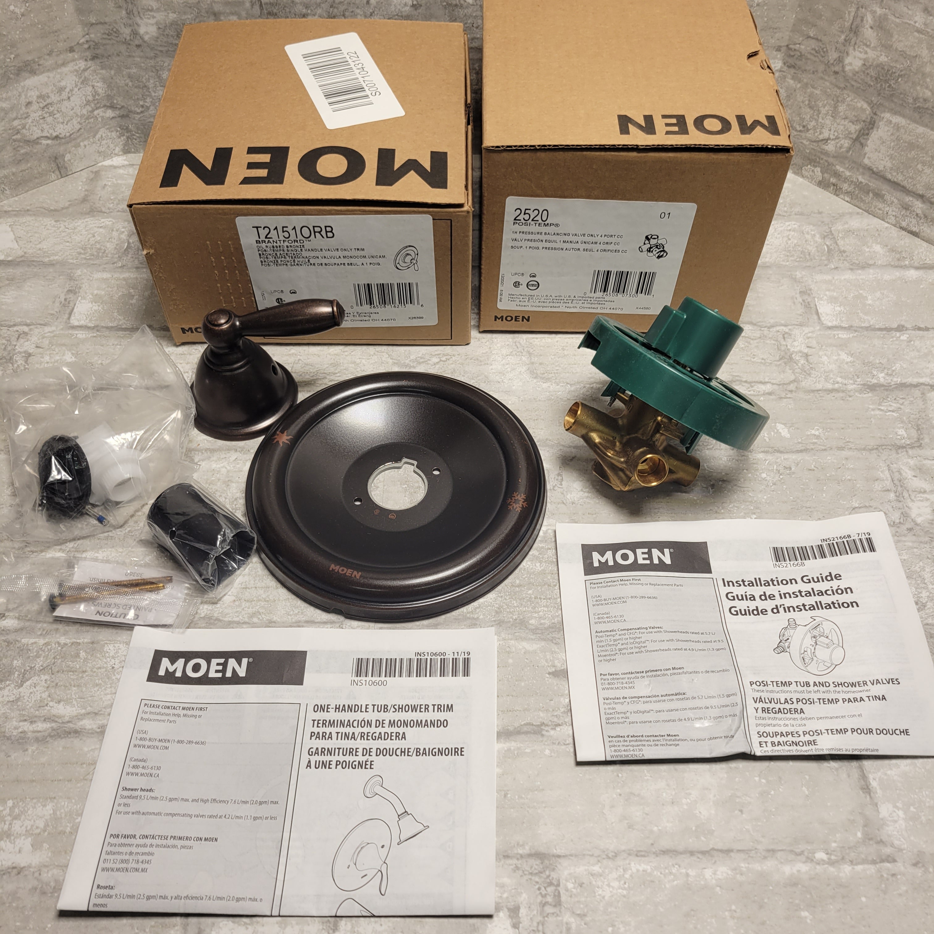 MOEN Brantford Single-Handle Trim Kit Bronze & Moen 2520 Shower Rough-In Valve (8101797691630)
